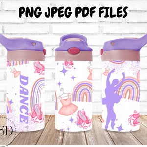Dans Tumbler Wrap, Rainbow Tumbler Png, sublimatie downloaden, Flip Top Tumbler Design, Ballet Tumbler, paars roze Tumbler Wrap