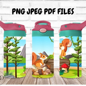 Kids Sippy Cup Png, Sippy Cup Sublimation, Kids Tumbler Png, Chipmunk Gifts, Sublimation Kids Tumbler Design, Nature Tumbler Png