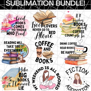Sublimation Book Design, Bookish Png, Coffee And Books, Sublimation Design, Coffee Mug Png, Watercolor Png, Book Lover Png, Reading Book Png