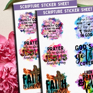 Bible Planner Stickers, Christian Stickers, Digital Sticker Sheet, Scripture Sticker, Faith Stickers, Printable Christian Sticker Sheet