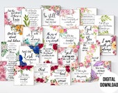 Bundle Scripture Cards, 80 Bible Verse Cards, Scripture Cards, Inspirational Cards, Scripture Memory Cards, Floral Scripture Cards