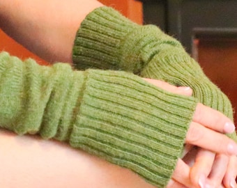 Hand knitted Alpaca wool fingerless arm warmers