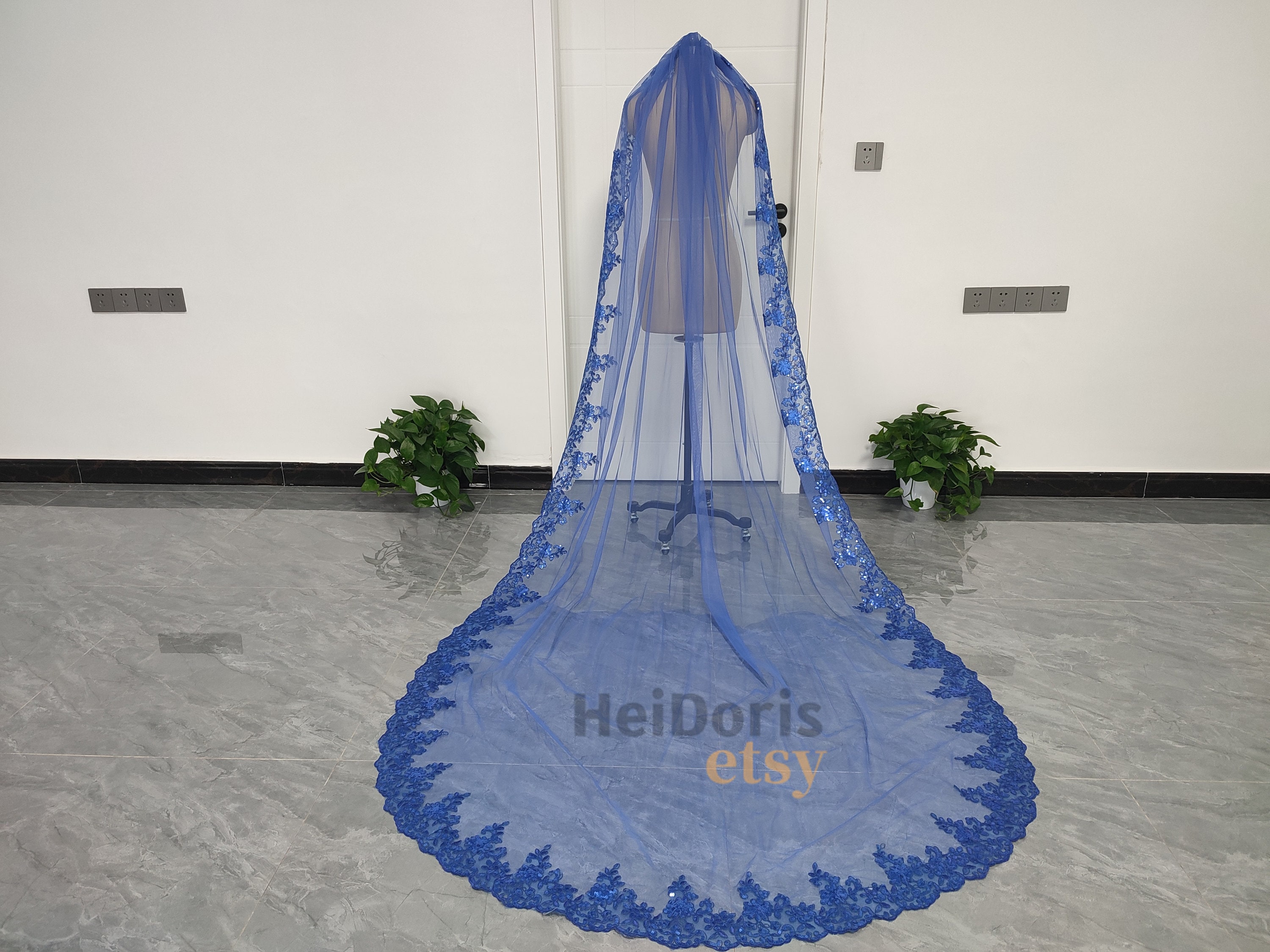 Blue Wedding Veil 