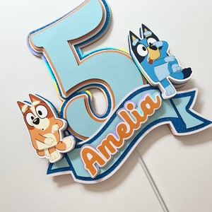 Bluey Birthday Cake Topper, Bluey and Bingo Party Decorations and Supplies, Girls Bluey First Birthday, Boys Bluey Party| Bluey Party Favors