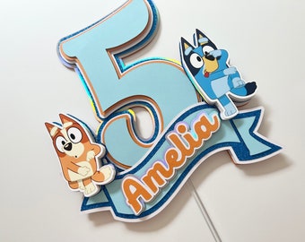 Bluey Birthday Cake Topper, Bluey and Bingo Party Decorations and Supplies, Girls Bluey First Birthday, Boys Bluey Party| Bluey Party Favors