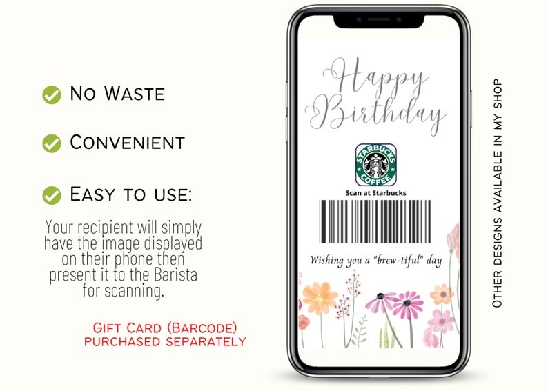 Virtual Birthday Card With Starbucks Gift Card Barcode Placeholder for