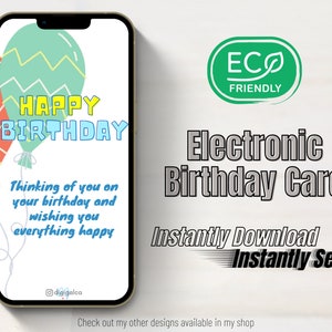 Carte d’anniversaire pour l’envoi par e-mail, texte, DM, médias sociaux | Carte d’anniversaire écologique | Idéal pour les amis et la famille à distance