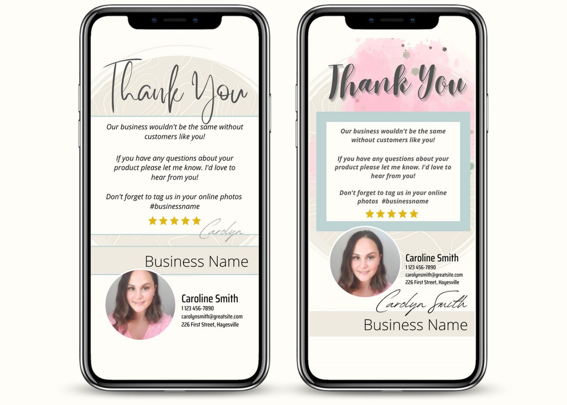 Virtual Thank You Card 2 Templates Textable Sand Swirl Etsy