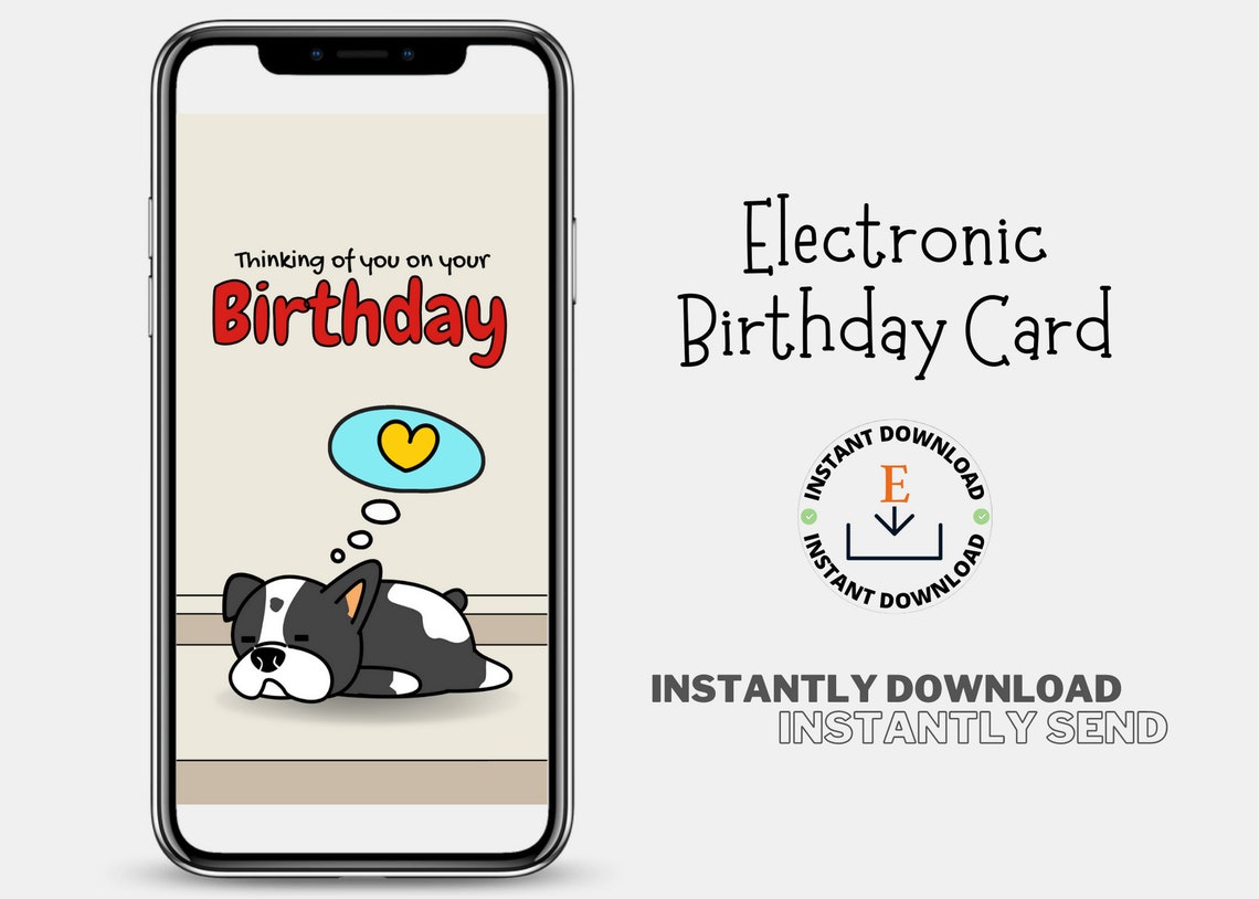 Animated French Bulldog Birthday Card Boston Terrier Ecard Cute French