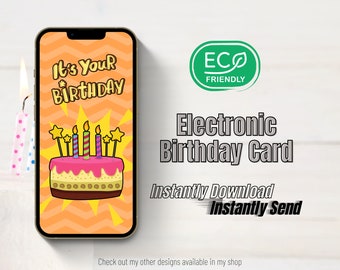 Electronic Birthday Card for sending over email, text, DM, etc. | High Quality Image File | Happy Birthday eCard