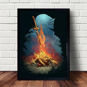 Póster del juego Dark Souls Bonfire, lienzo, pinturas, póster para colgar, decoración del hogar, arte de pared.