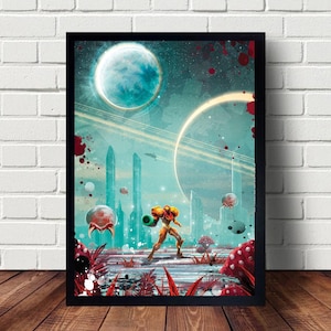 スーパーメトロイドポスターキャンバス絵画ポスター吊り下げホームデコレーションウォールアート