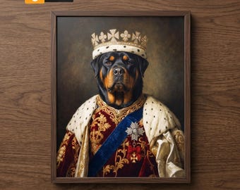Custom Royal Pet Portrait from Photo, Renaissance Dog Cat Portrait, Personalized Pet Gift King Queen Painting, Digital Portrait Art Design