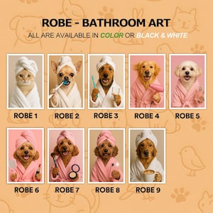 Custom Pet Portrait Bathroom Art, Dog Reading Newspaper on Toilet, Dog in Bathtub, Funny Pet Gift, Personalized Wall Decor for Pet Owners image 3