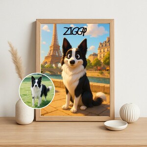 Pixar-Inspired Pet Portrait from Photo | Pets on Journeys | Custom Digital Cartoon Pet Illustration | Unique Dog & Cat Wall Art