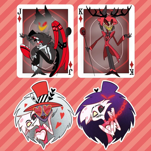 Husk and Alastor, Angel Dust and Valentino charms