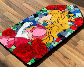 PRE-ORDER Princess Peach Stained Glass rug - Handmade rug