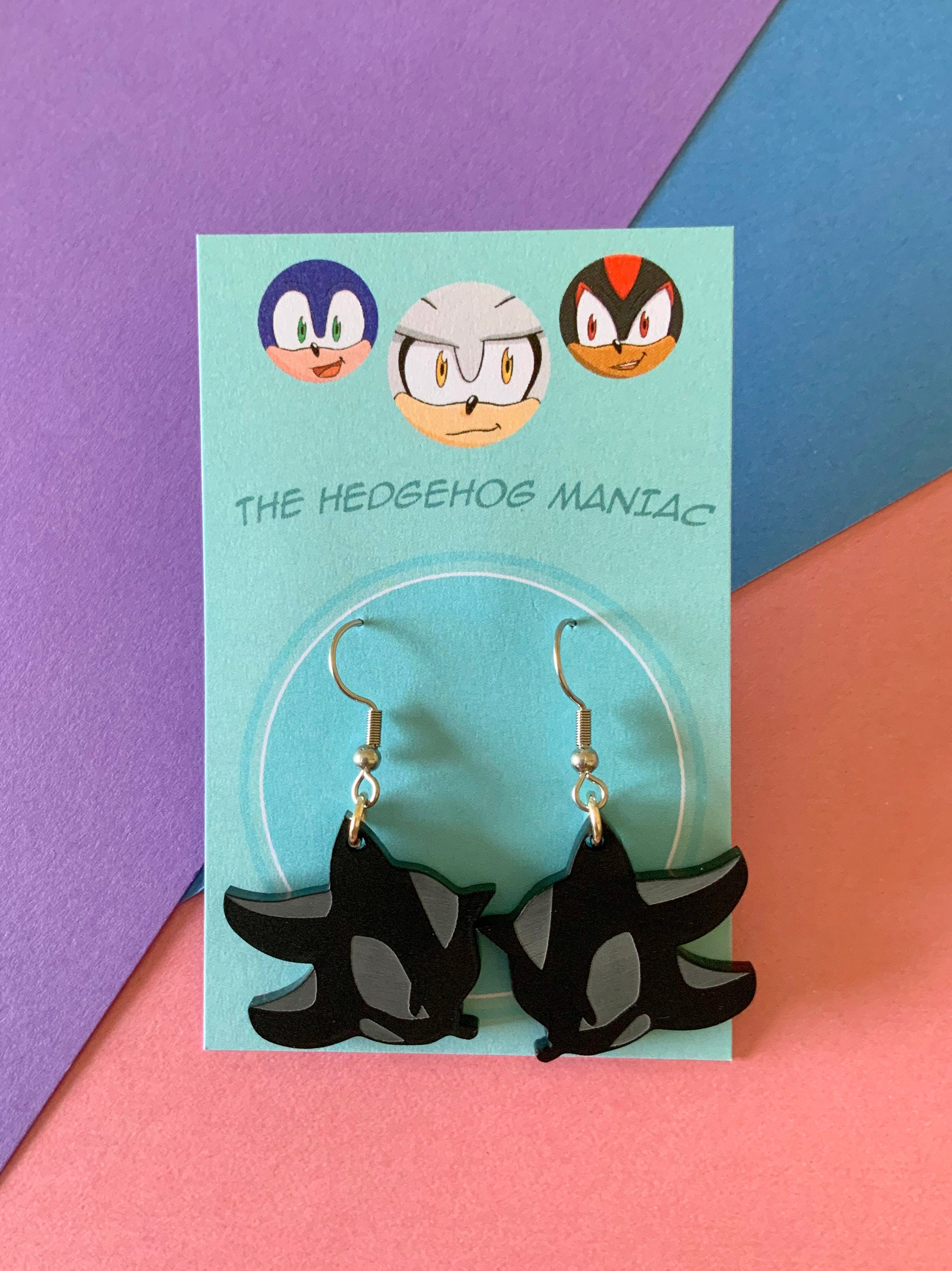 Shadow the Hedgehog - Lasercutted Jewelery of Matt Black Acrylic and ...