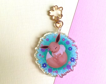 Eevee glitter charm made out of epoxy