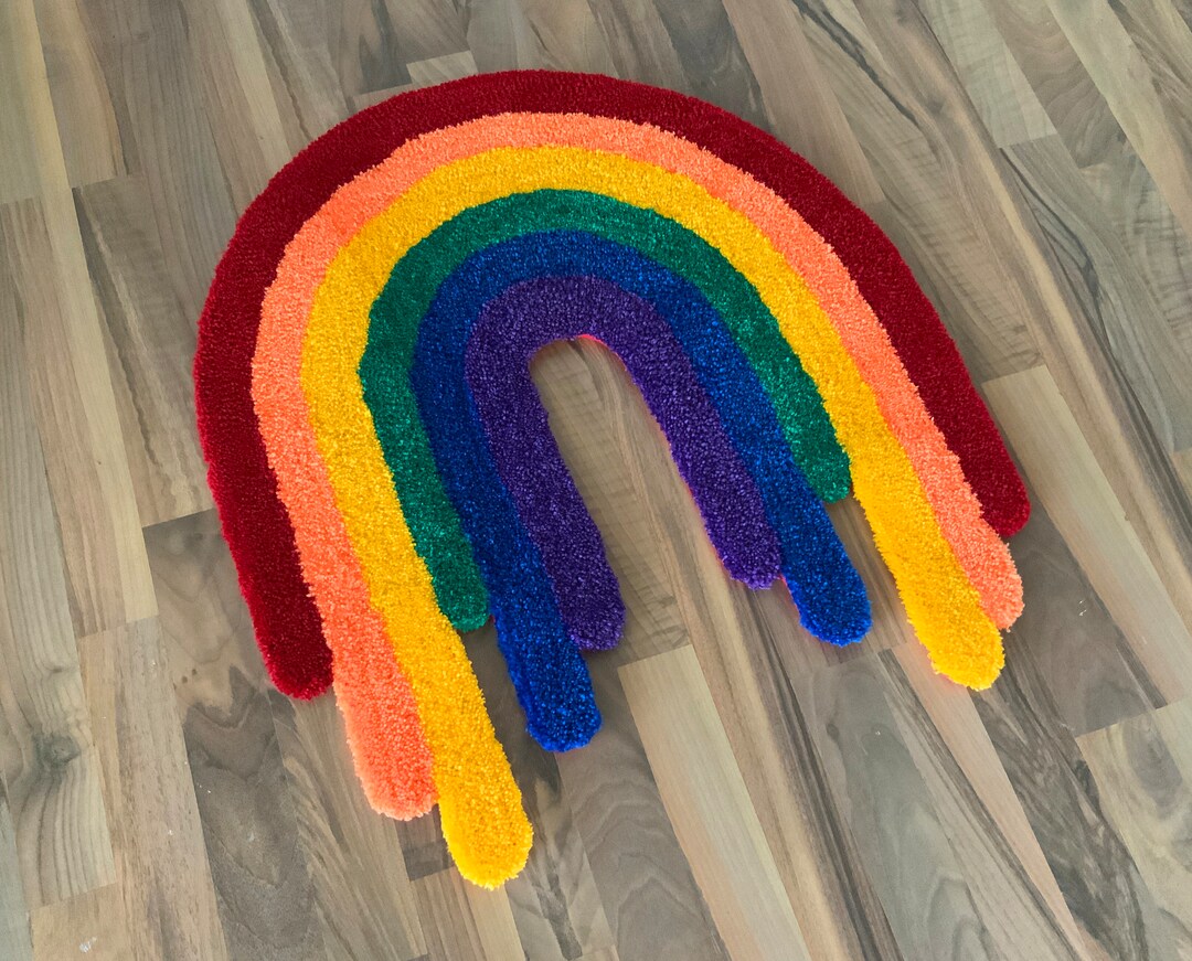 Dripping Rug Dripping Rainbow Rug - Hand Tufted - Etsy