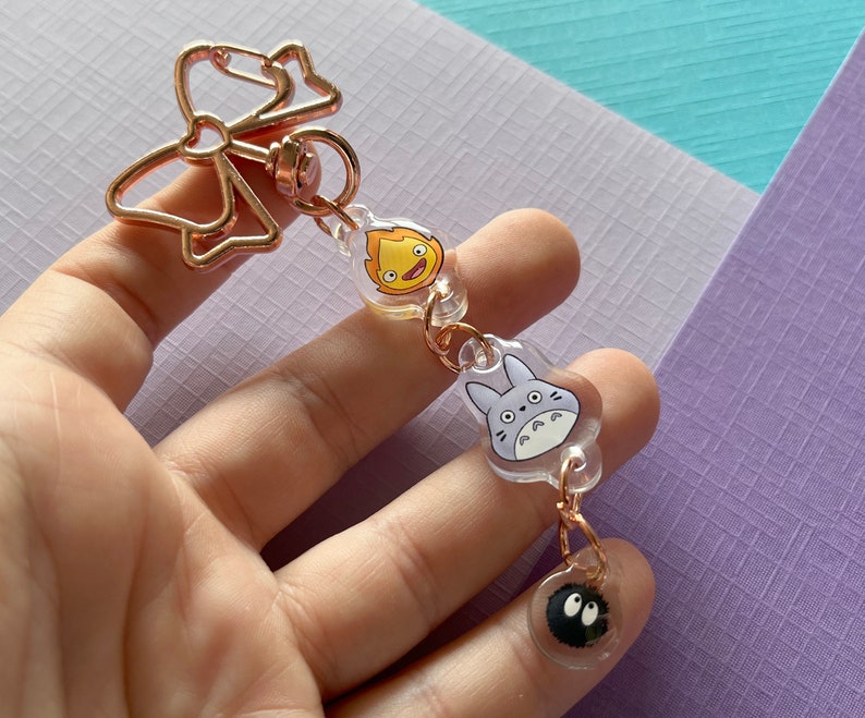 Studio Ghibli Epoxy Charms and stickers - Totoro, Jiji, Calcifer and Soot spirits 3 hanger charm