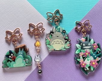 Charms y pegatinas epoxi de Studio Ghibli: Totoro, Jiji, Calcifer y espíritus de hollín