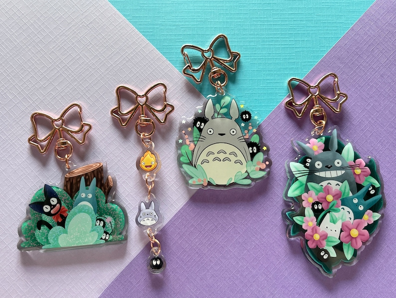 Studio Ghibli Epoxy Charms and stickers - Totoro, Jiji, Calcifer and Soot spirits image 1