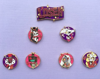 Hazbin Hotel shipping | enamel pin badges | Huskerdust, Valvox, Chaggie | Loser