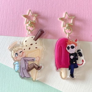 Good Omens Epoxy charms - Aziraphale and Crowley woth icecream and popcicle
