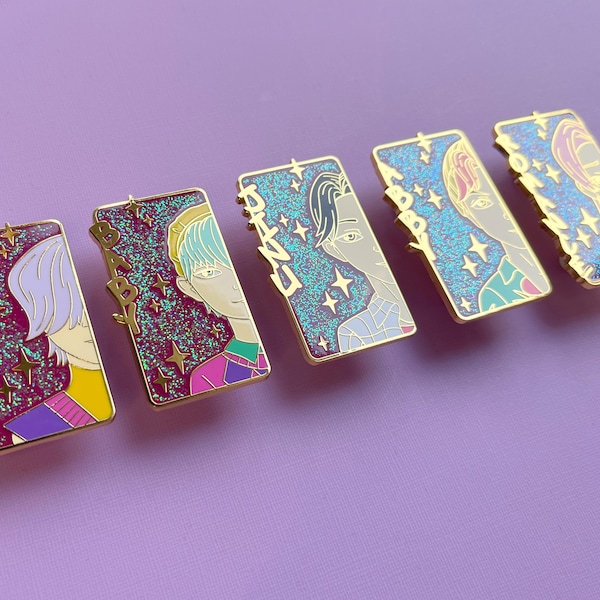 Kpop Demon Hunters pin badges - 5 cm, Saja Boys have glitters - you can used them as shipping pins