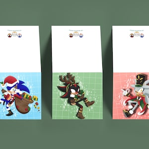 Cute Christmas cards - Sonic, Silver and Shadow - Xmas - Santa Claus, Rudolph and a Nutcracker - fan art