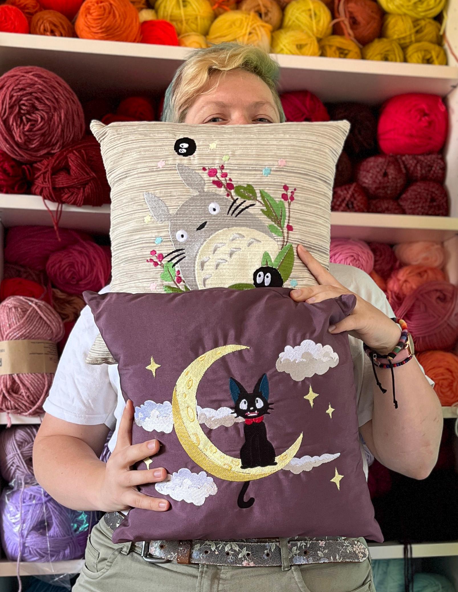 Totoro and Jiji Embroidered Decorative Cushion Case (no Filling