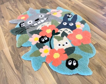 PRE-ORDER Handmade Totoro rug - Fan art - The blue one can be shipped right away