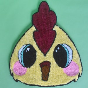 Kawaii Chicken and parquet rug - handmade with the tufting techinique
