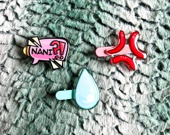 Anime Emotion Hairclip - Angry, Awkward, Nani - 5 Cm - Etsy