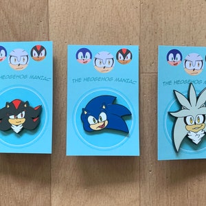 Sonic, Shadow e Silver anemal Pins - distintivos de metal dos ouriços da Sega - fan art/feito por fãs