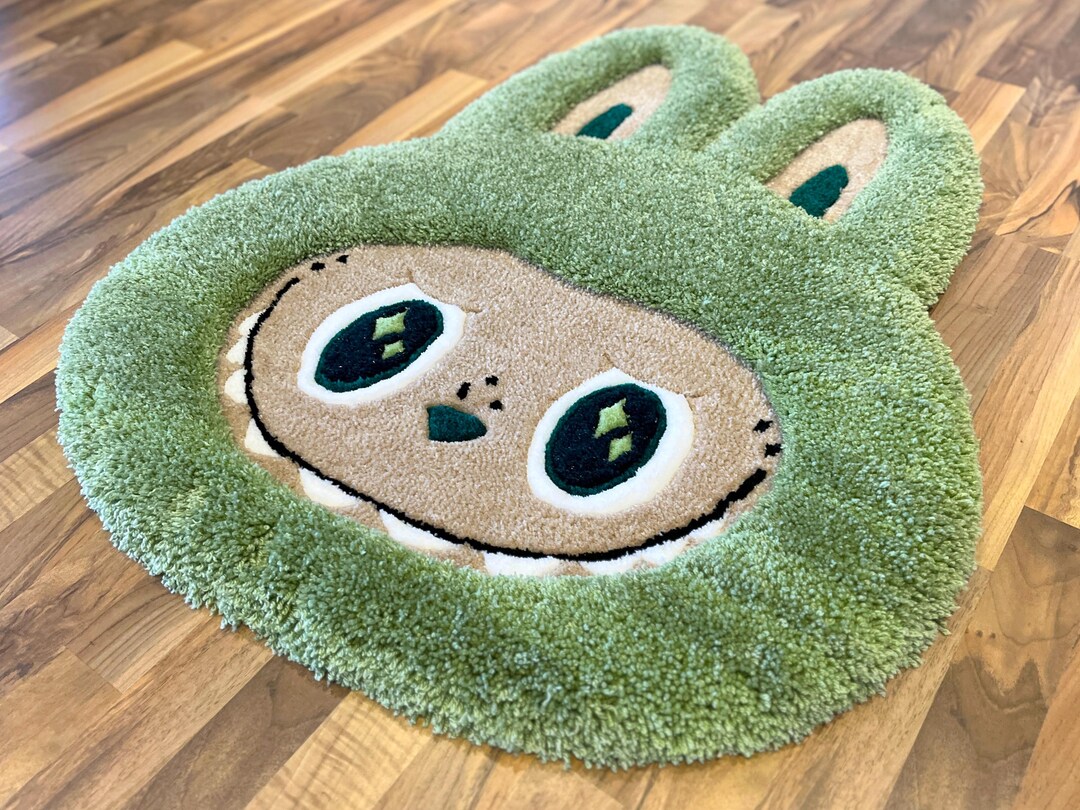 Small Labubu Rug Green Labubu Tufted Rug - Extra High Fibers - 100% Acrylic - Anti-slip ...