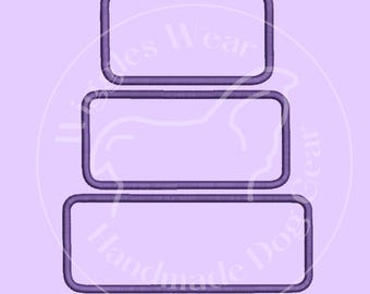 May include: Three stacked rectangular frames with a purple outline. The frames are blank and ready for personalization.
