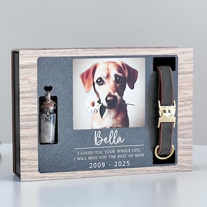 Personalized Pet Memorial Urn with Photo & Collar Holder, Fur keepsake jar, Custom pet ashes box