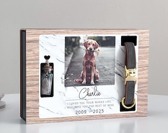 Custom Pet Ashes Urn with Fur Jar and Printed Photo - Dog, Cat Urn with Fur & Collar Holder