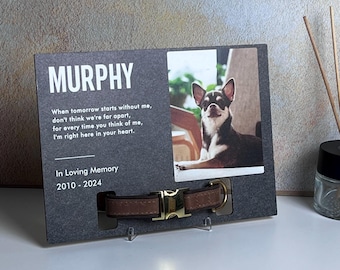 Memorial huisdier kraaglijst, huisdieren fotoprint, verlies van hond, kat verlies cadeau, huisdier kraag houder, rouwcadeau, gedenkteken staand lijst