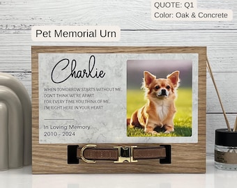 Pet Remembrance Urn with Custom Photo and Collar Holder - Honor Your Pet