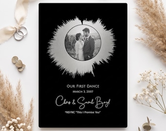 Custom Steel Soundwave Photo Plaque: First Dance Anniversary Gift