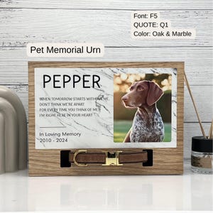 Custom Pet Memorial Urn with Collar Holder - Personalized Photo and Tribute, Pet Ashes & Keepsake Frame, Cremation Urn