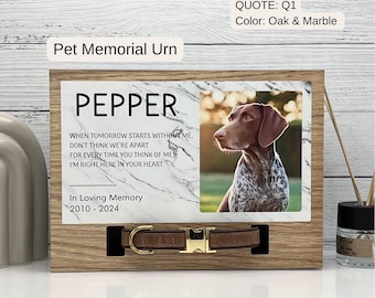 Custom Dog Memorial Urn with Collar Holder - Personalized Photo and Tribute, Pet Ashes & Keepsake Frame, Cremation Urn