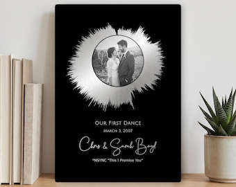 Custom Sound Wave Wall Art . Aluminum Anniversary Gift for Him / Her . Wedding First Dance