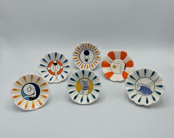 Handmade colourful Saucers,Cute ceramic, tea saucer, decorative ,art , handpainted ,Buy 1 or set of 2 - 4 or 6 :)