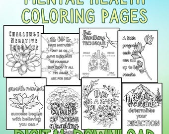 Anxiety Relief Coloring Pages, Mental Health Coloring Book, Mindfulness Printable PDF