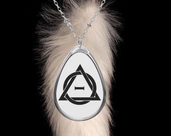 Oval Therian Necklace: Therian Pride Symbol Pendant