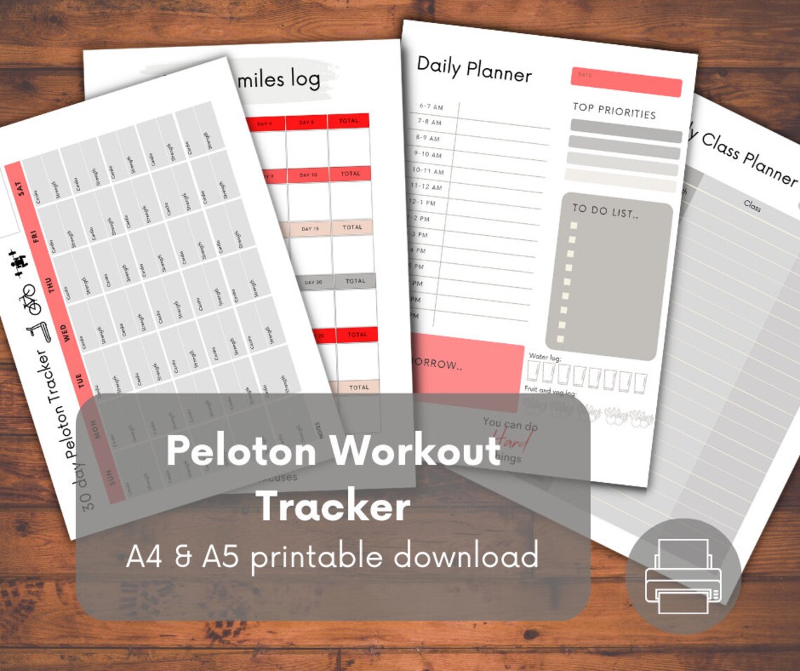 Workout Tracker Planner Printable Spin Bike Diary Cardio Etsy